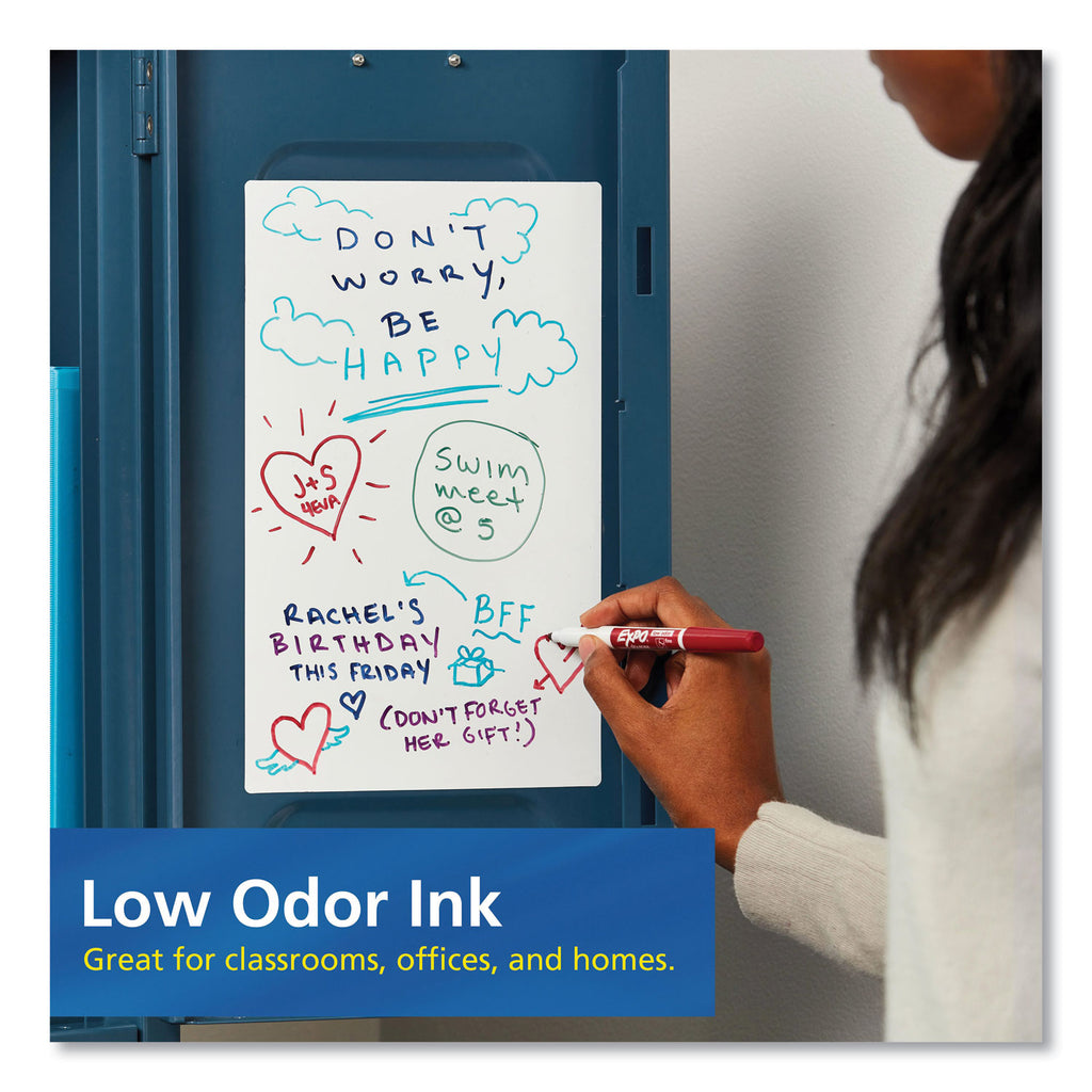 Expo Low-Odor Starter Marker Set - Fine Marker Point - Red, Blue, Green, Black - 4 / Set