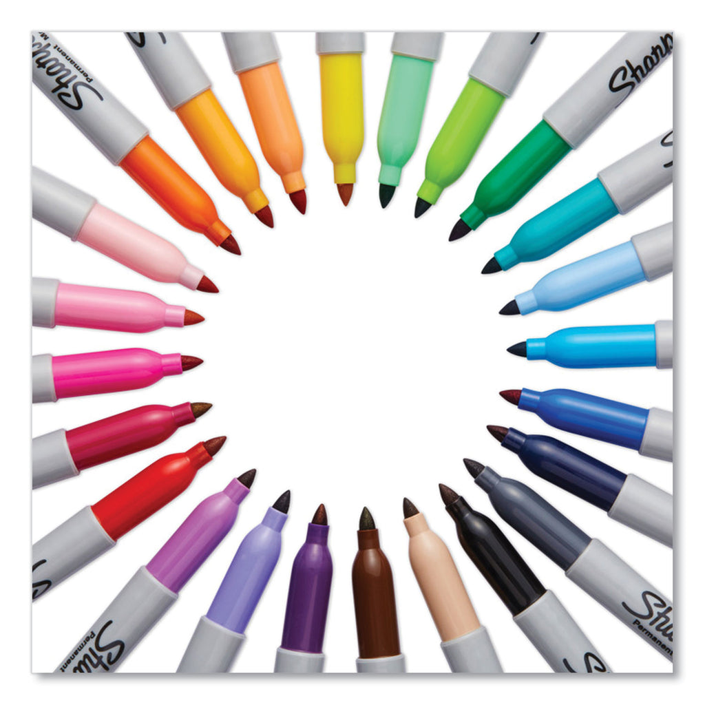 Fine Tip Permanent Marker, Fine Bullet Tip, Assorted Colors, 24/Set