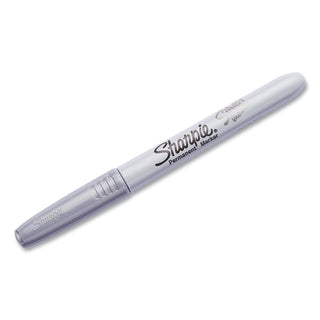 Metallic Fine Point Permanent Markers, Fine Bullet Tip, Metallic Silver, Dozen