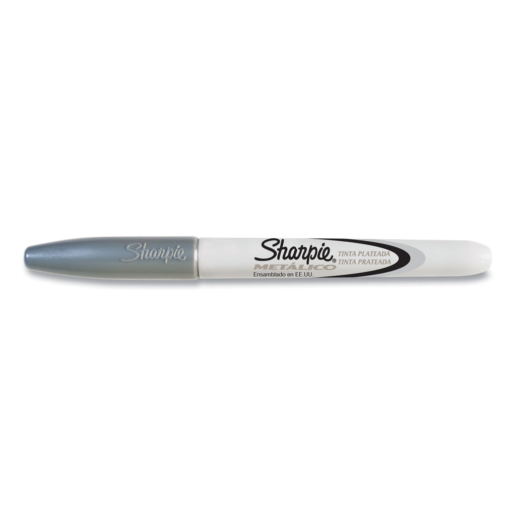 Metallic Fine Point Permanent Markers, Fine Bullet Tip, Metallic Silver, Dozen