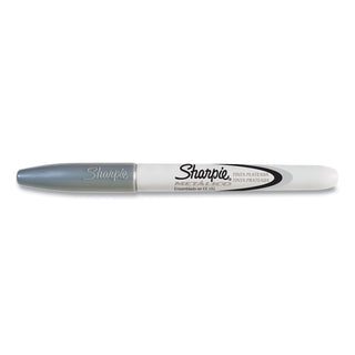 Metallic Fine Point Permanent Markers, Fine Bullet Tip, Metallic Silver, Dozen
