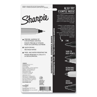 Ultra Fine Tip Permanent Marker, Ultra-Fine Needle Tip, Assorted Colors, 5/Set
