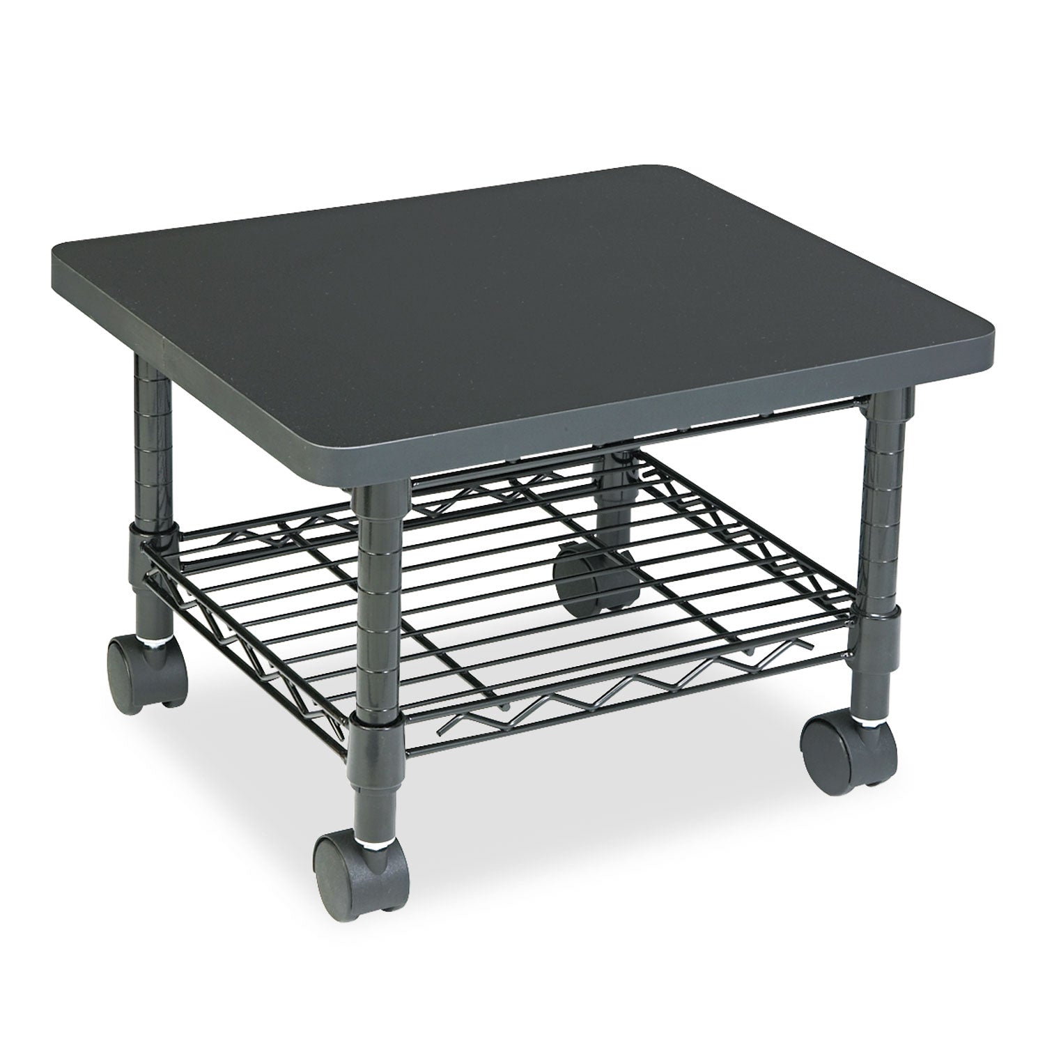 Underdesk Printer/Fax Stand, Engineered Wood, 2 Shelves, 19" x 16" x 13.5", Black - 