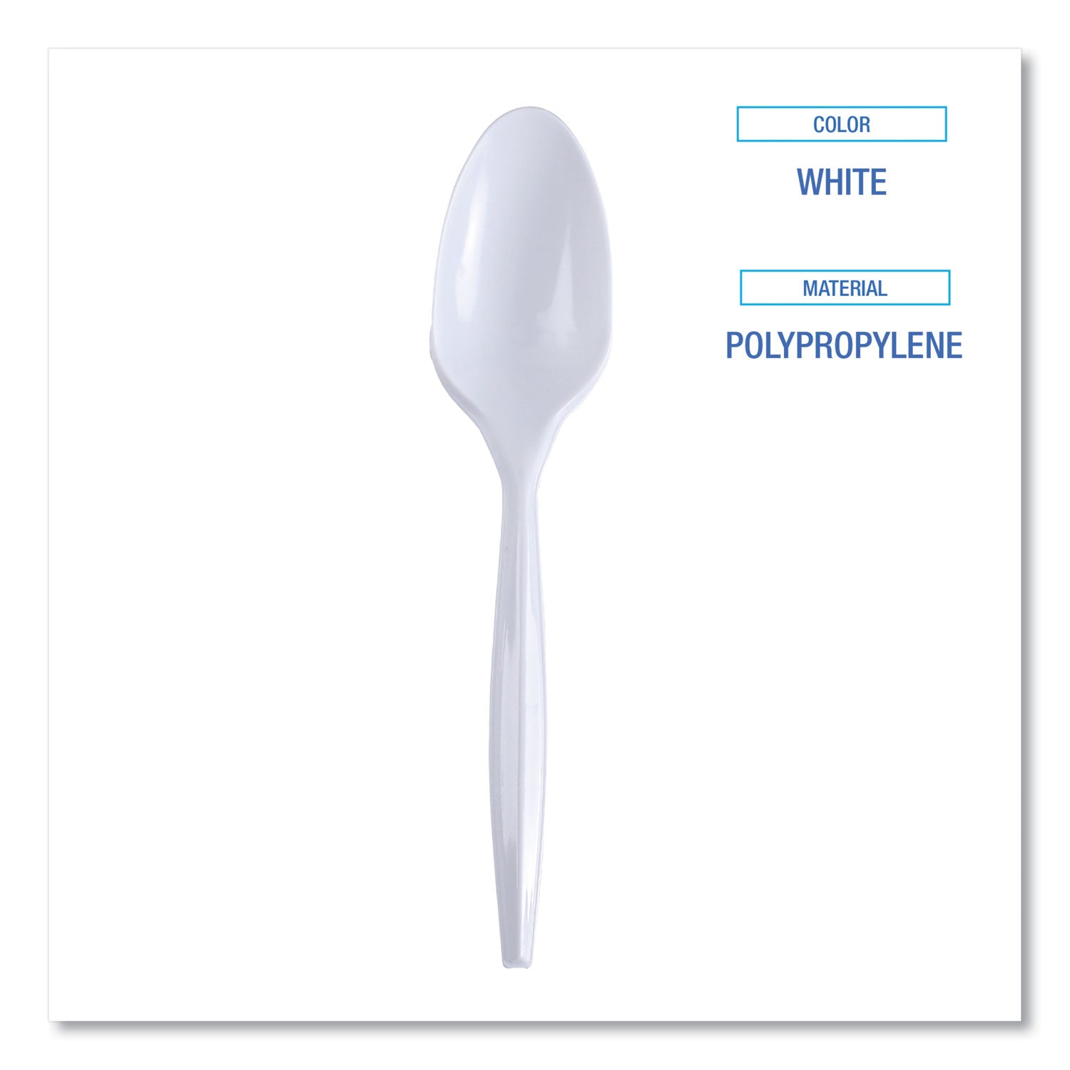 Mediumweight Wrapped Polypropylene Cutlery, Teaspoon, White, 1,000/Carton - 