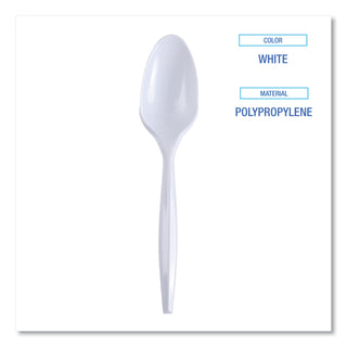 Mediumweight Wrapped Polypropylene Cutlery, Teaspoon, White, 1,000/Carton - 
