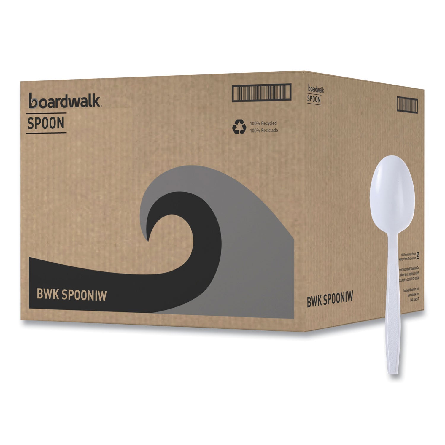 Mediumweight Wrapped Polypropylene Cutlery, Teaspoon, White, 1,000/Carton - 