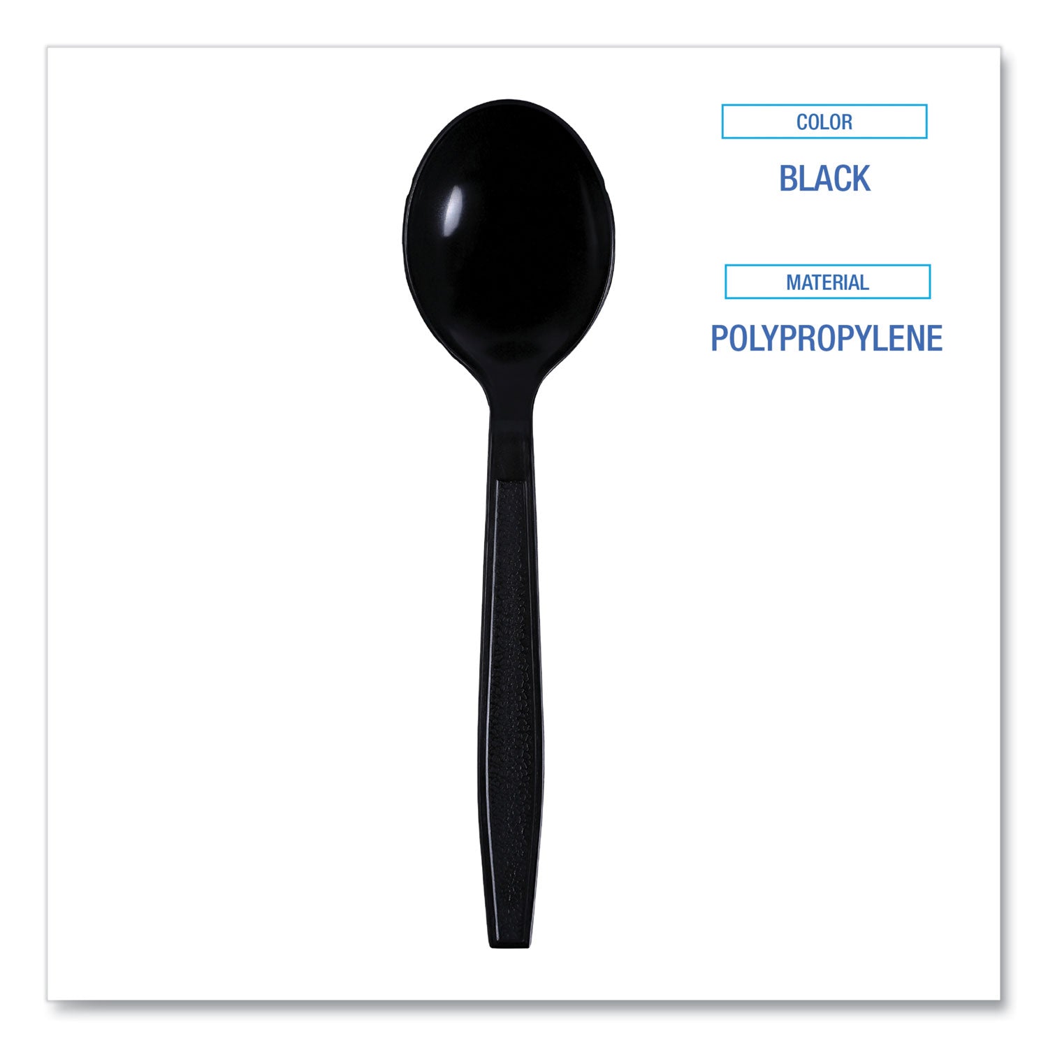 Heavyweight Wrapped Polypropylene Cutlery, Soup Spoon, Black, 1,000/Carton