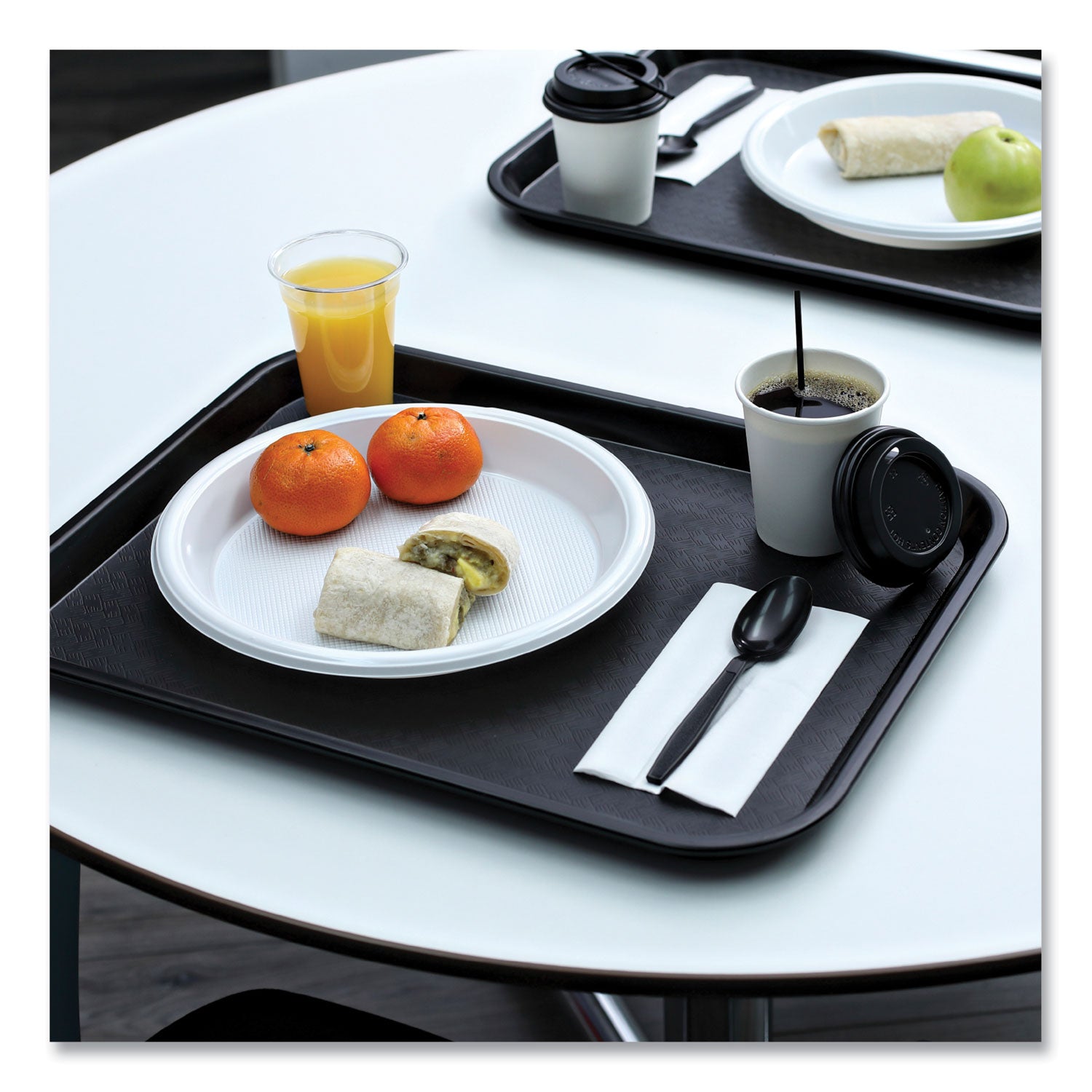 Heavyweight Wrapped Polypropylene Cutlery, Teaspoon, Black, 1,000/Carton