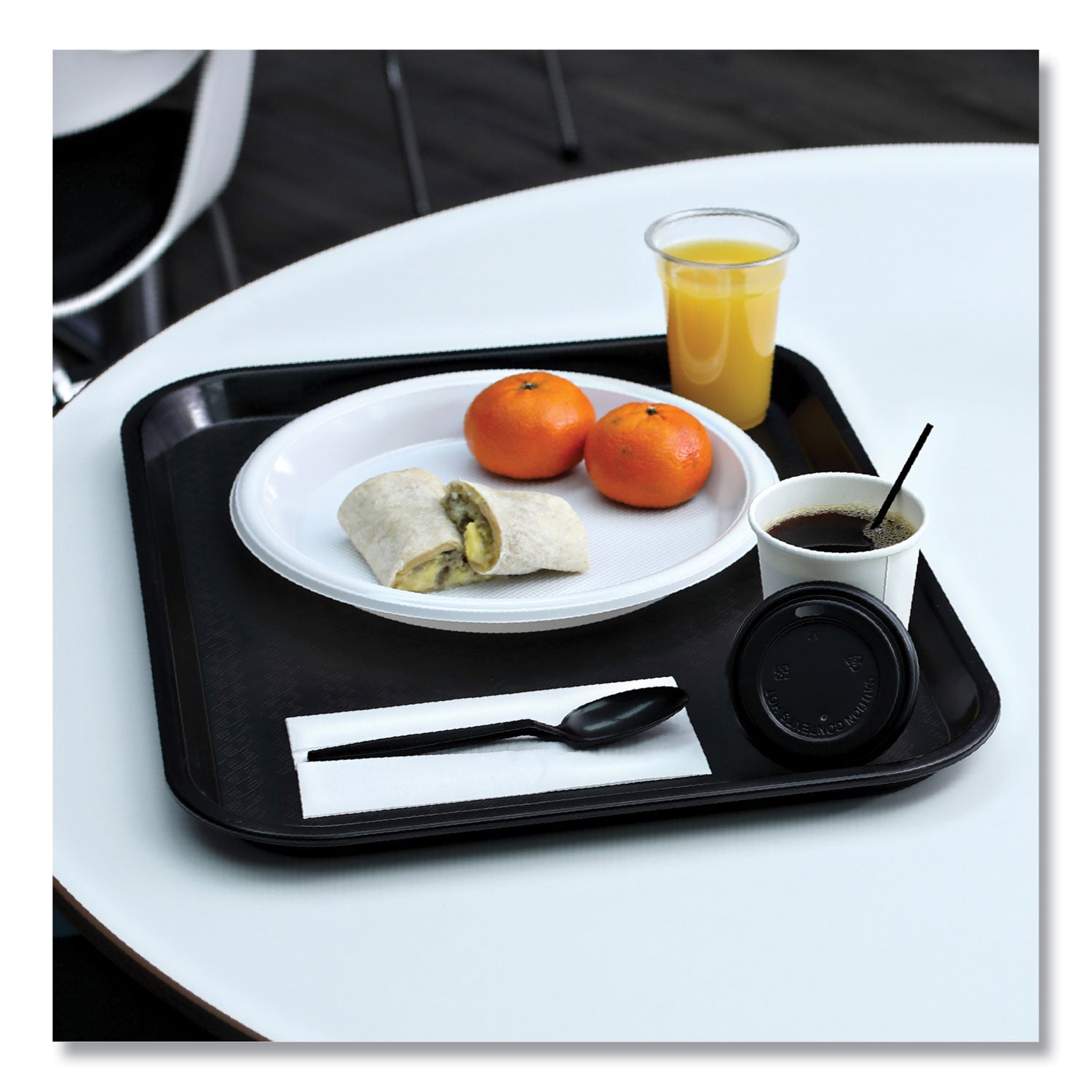 Heavyweight Wrapped Polypropylene Cutlery, Teaspoon, Black, 1,000/Carton