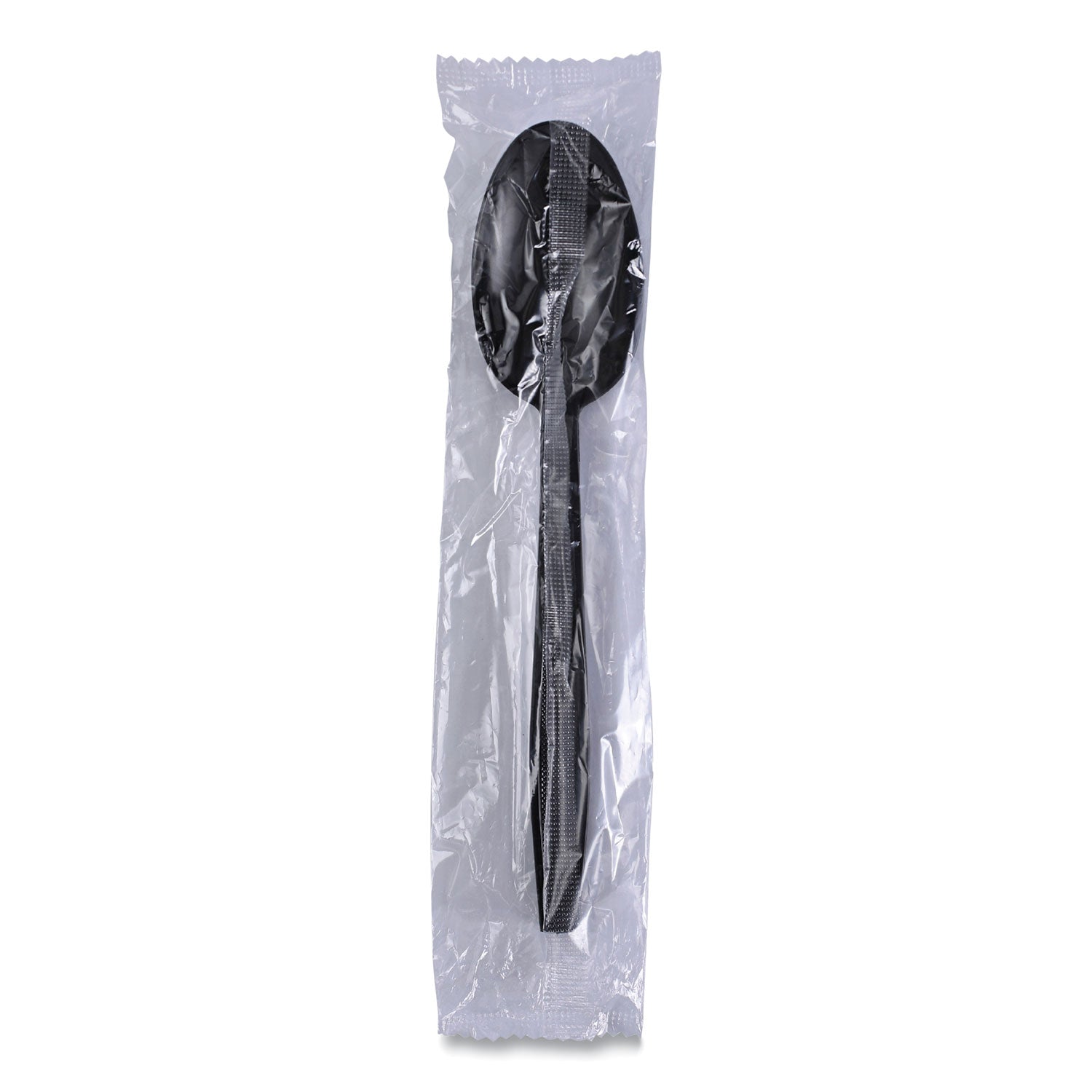 Heavyweight Wrapped Polypropylene Cutlery, Teaspoon, Black, 1,000/Carton