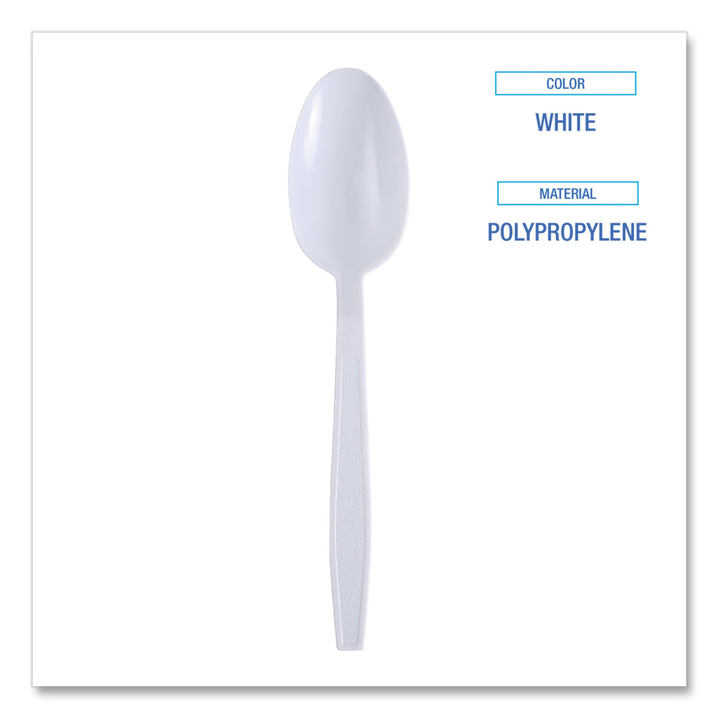 Heavyweight Wrapped Polypropylene Cutlery, Teaspoon, White, 1,000/Carton