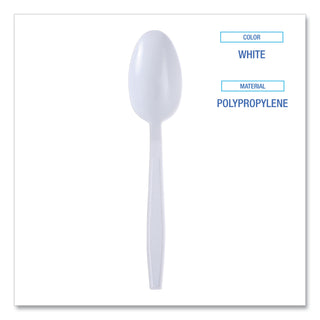 Heavyweight Wrapped Polypropylene Cutlery, Teaspoon, White, 1,000/Carton