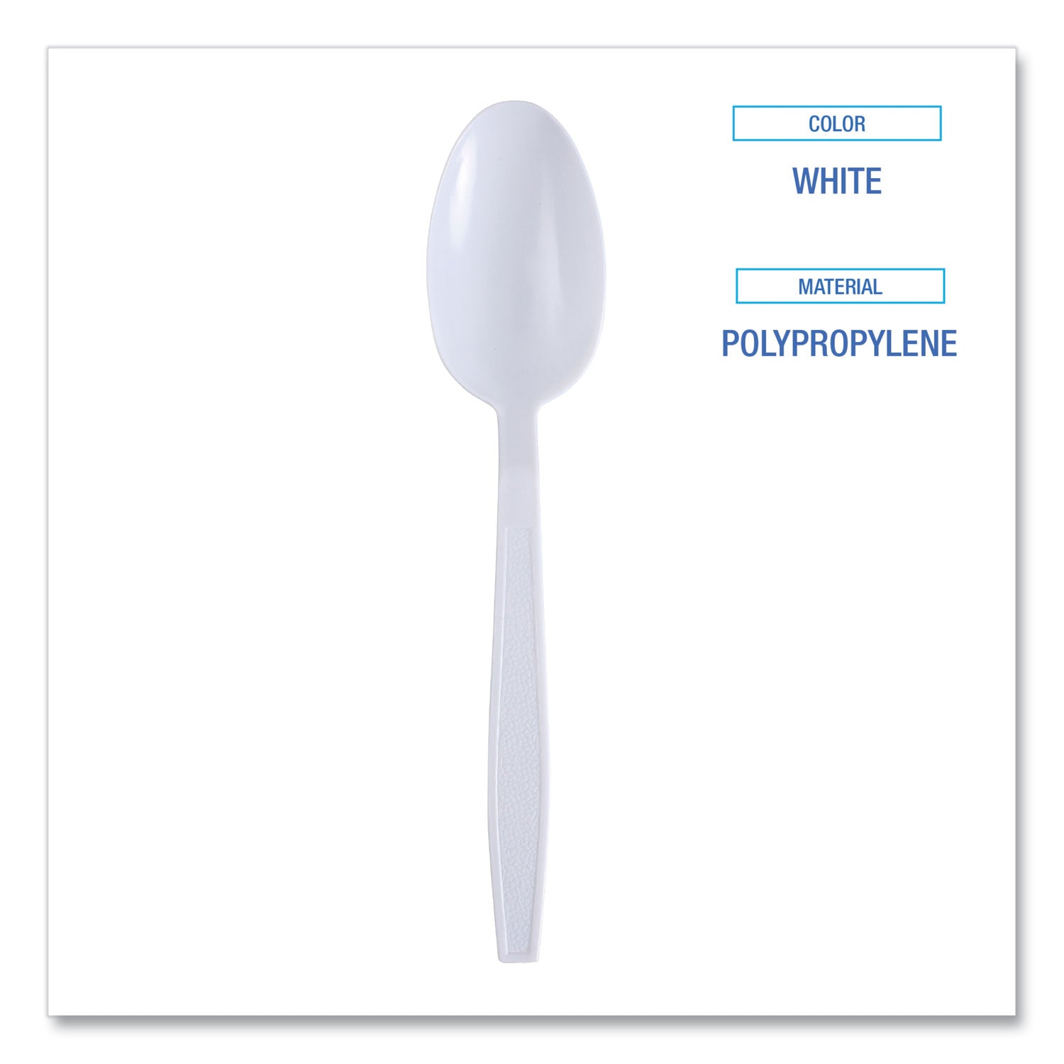 Heavyweight Wrapped Polypropylene Cutlery, Teaspoon, White, 1,000/Carton