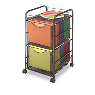 Safco Onyx Double Mesh Mobile File Cart - 2 Shelf - 2 Drawer - 4 Casters - 1.50" Caster Size - x 15.8" Width x 17" Depth x 27" Height - Black Steel Frame - Black - 1 Each