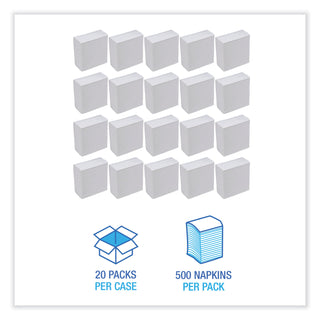 Tallfold Dispenser Napkin, 12" x 7", White, 500/Pack, 20 Packs/Carton