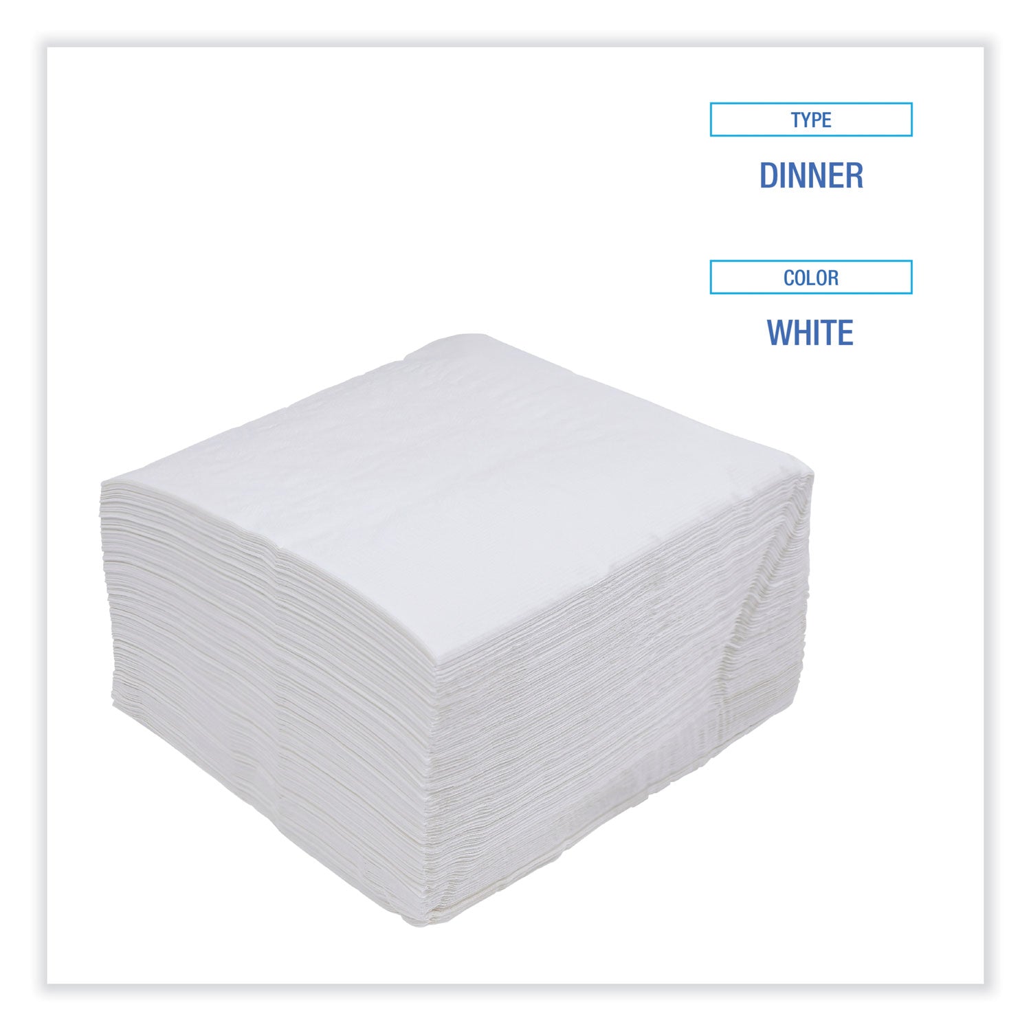 Dinner Napkin, 1-Ply, 17 x 17, White, 250/Pack, 12 Packs/Carton