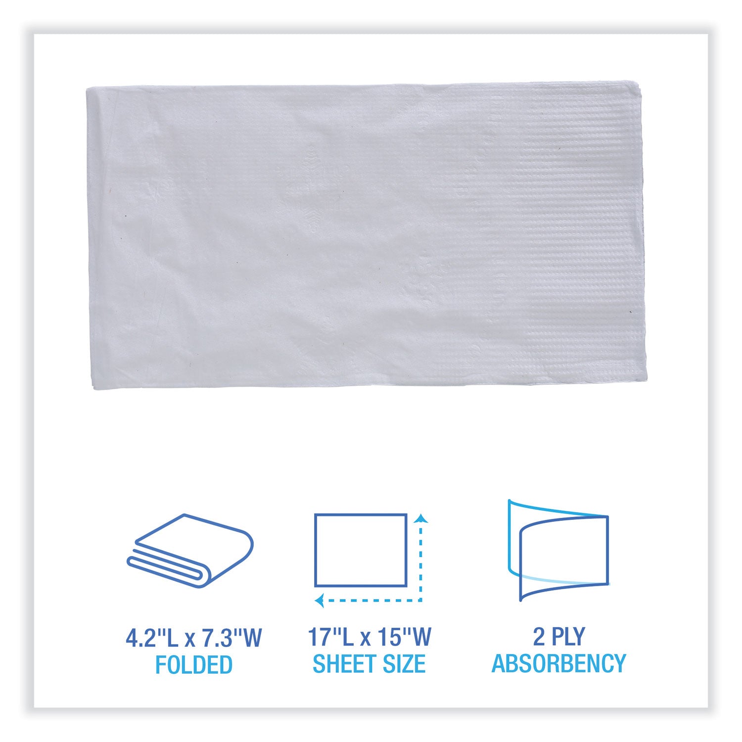 dinner-napkin-2-ply-17-x-15-white-100-pack-30-packs-carton_bwk8308w - 2