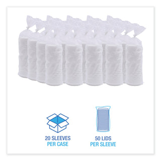 Deerfield Hot Cup Lids, Fits 10 oz to 20 oz Cups, White, Plastic, 50/Pack, 20 Packs/Carton