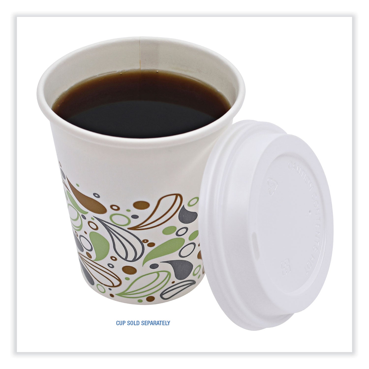Deerfield Hot Cup Lids, Fits 10 oz to 20 oz Cups, White, Plastic, 50/Pack, 20 Packs/Carton