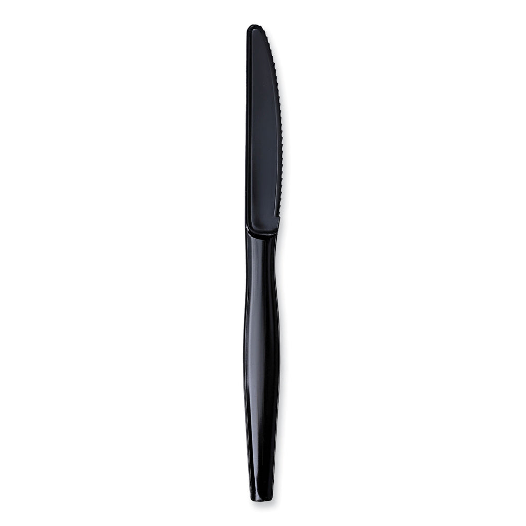 Heavyweight Wrapped Polystyrene Cutlery, Knife, Black, 1,000/Carton