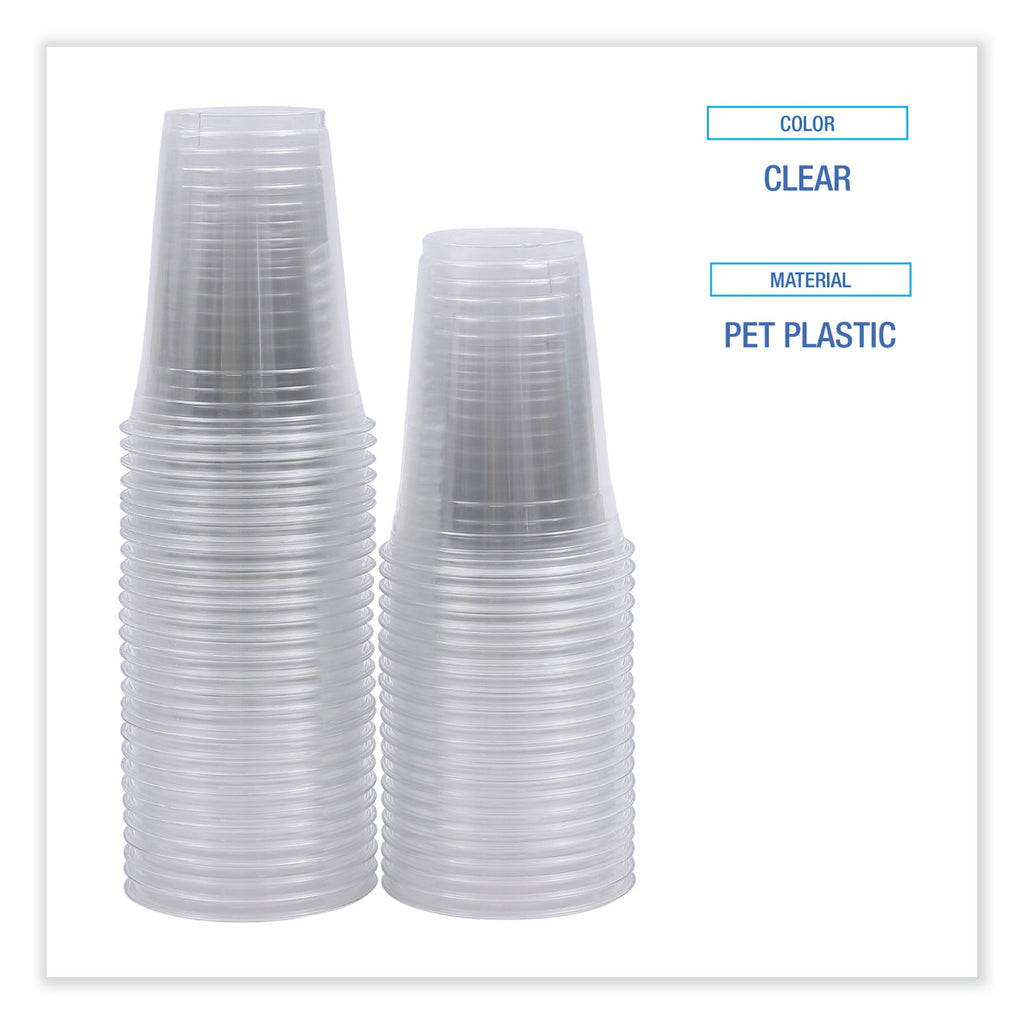 Clear Plastic Cold Cups, 16 oz, PET, 50 Cups/Sleeve, 20 Sleeves/Carton