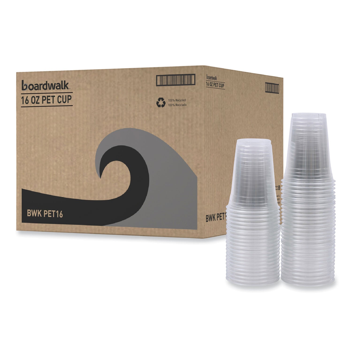 Clear Plastic Cold Cups, 16 oz, PET, 50 Cups/Sleeve, 20 Sleeves/Carton