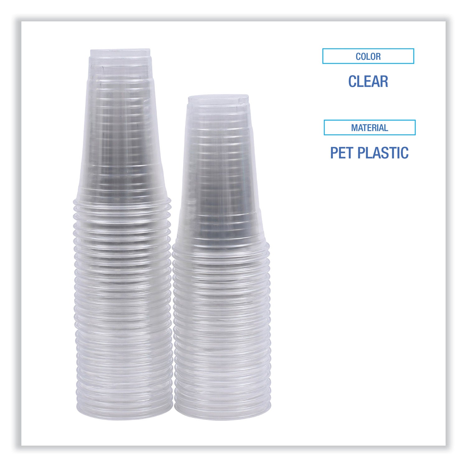 Clear Plastic Cold Cups, 24 oz, PET, 50 Cups/Sleeve, 12 Sleeves/Carton