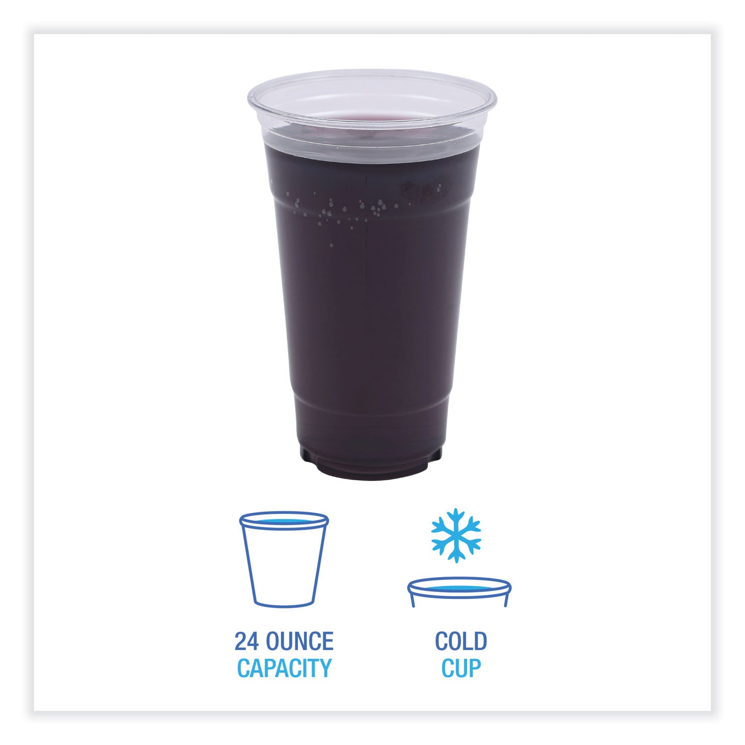Clear Plastic Cold Cups, 24 oz, PET, 50 Cups/Sleeve, 12 Sleeves/Carton