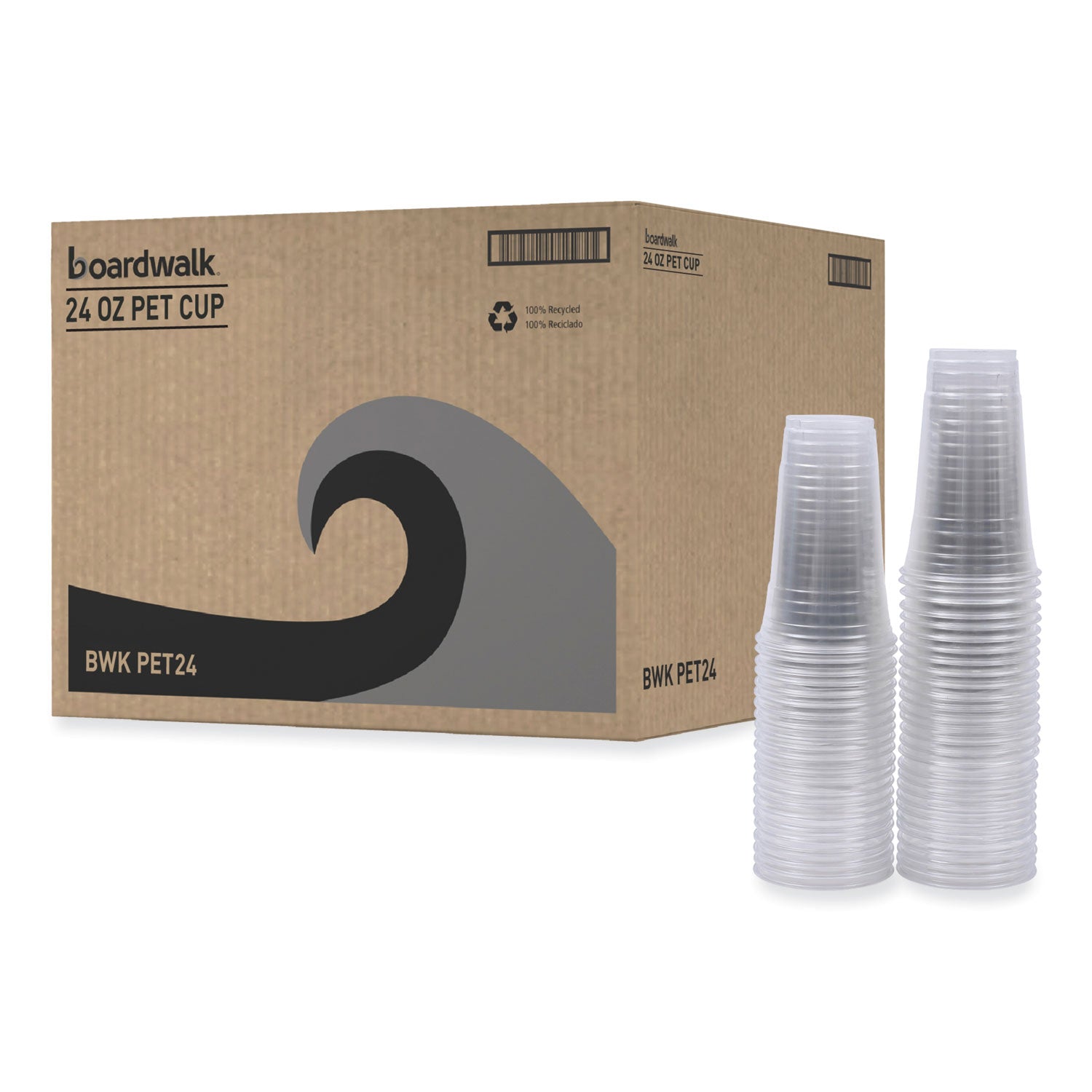Clear Plastic Cold Cups, 24 oz, PET, 50 Cups/Sleeve, 12 Sleeves/Carton