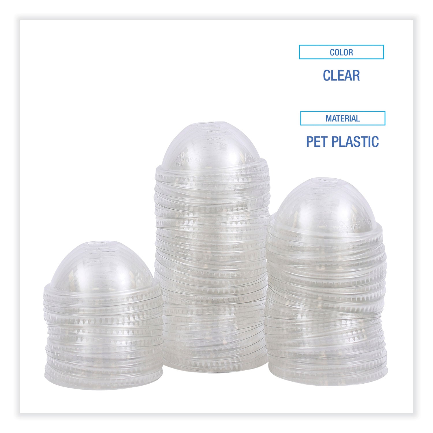 PET Cold Cup Dome Lids, Fits 12 oz Squat and 14 to 24 oz Plastic Cups, Clear, 100 Lids/Sleeve, 10 Sleeves/Carton