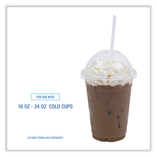 PET Cold Cup Dome Lids, Fits 12 oz Squat and 14 to 24 oz Plastic Cups, Clear, 100 Lids/Sleeve, 10 Sleeves/Carton