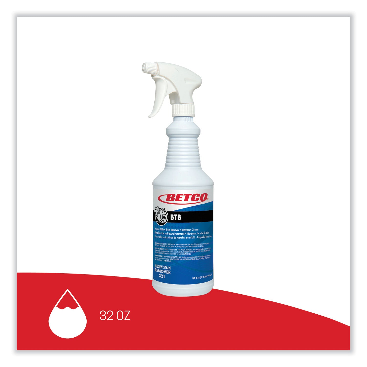 BTB Mildew Stain Remover, Apple, 32 oz Spray Bottle, 12/Carton