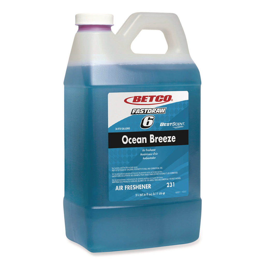 BestScent Ocean Breeze Deodorizer, Ocean Breeze Scent, 67.6 oz FastDraw Bottle, 4/Carton