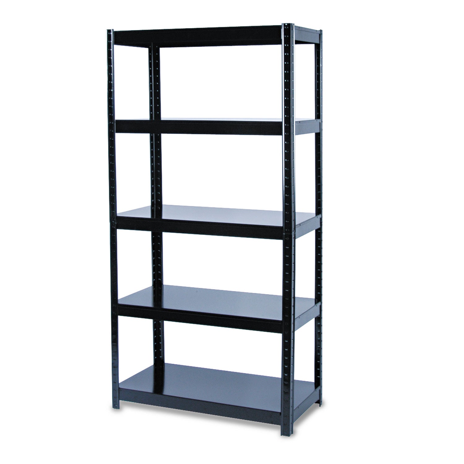 Boltless Steel Shelving, Five-Shelf, 36w x 18d x 72h, Black - 