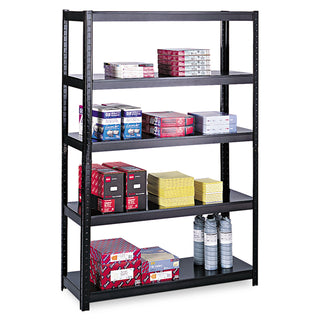 Boltless Steel Shelving, Five-Shelf, 36w x 18d x 72h, Black - 