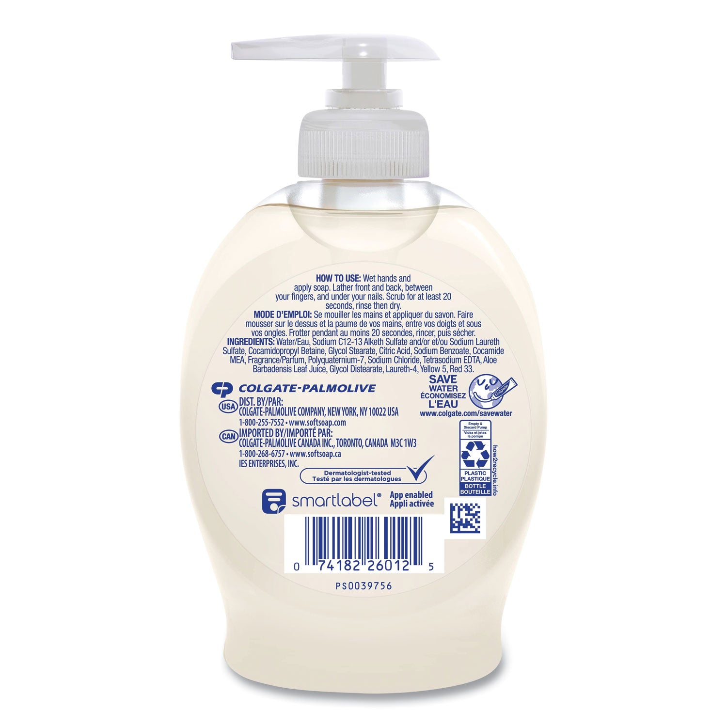 Liquid Hand Soap Pump with Aloe, Clean Fresh 7.5 oz Bottle
