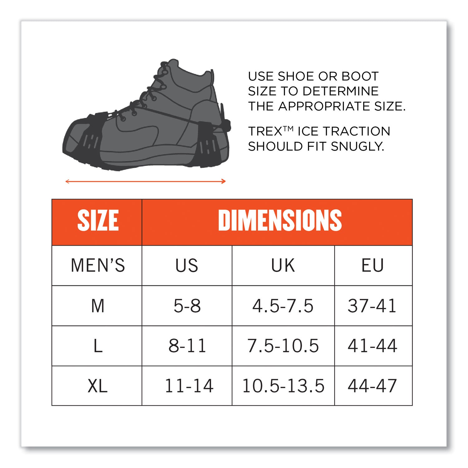 Trex 6310 Adjustable Slip-On Ice Cleats, Large, Black, Pair, Ships in 1-3 Business Days