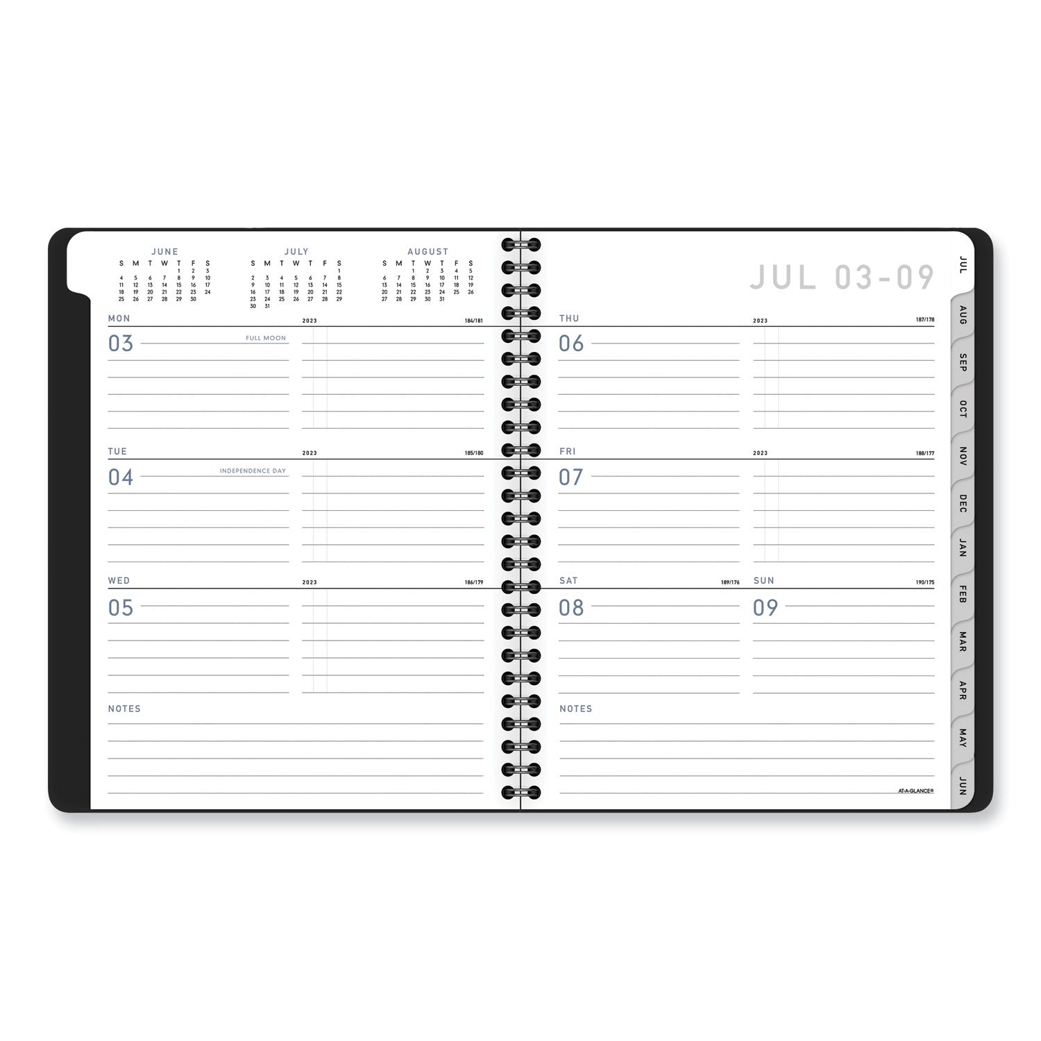 Contempo Lite Academic Year Weekly/Monthly Planner, 8.75 x 7.87, Black Cover, 12-Month (July to June) 2023 to 2024