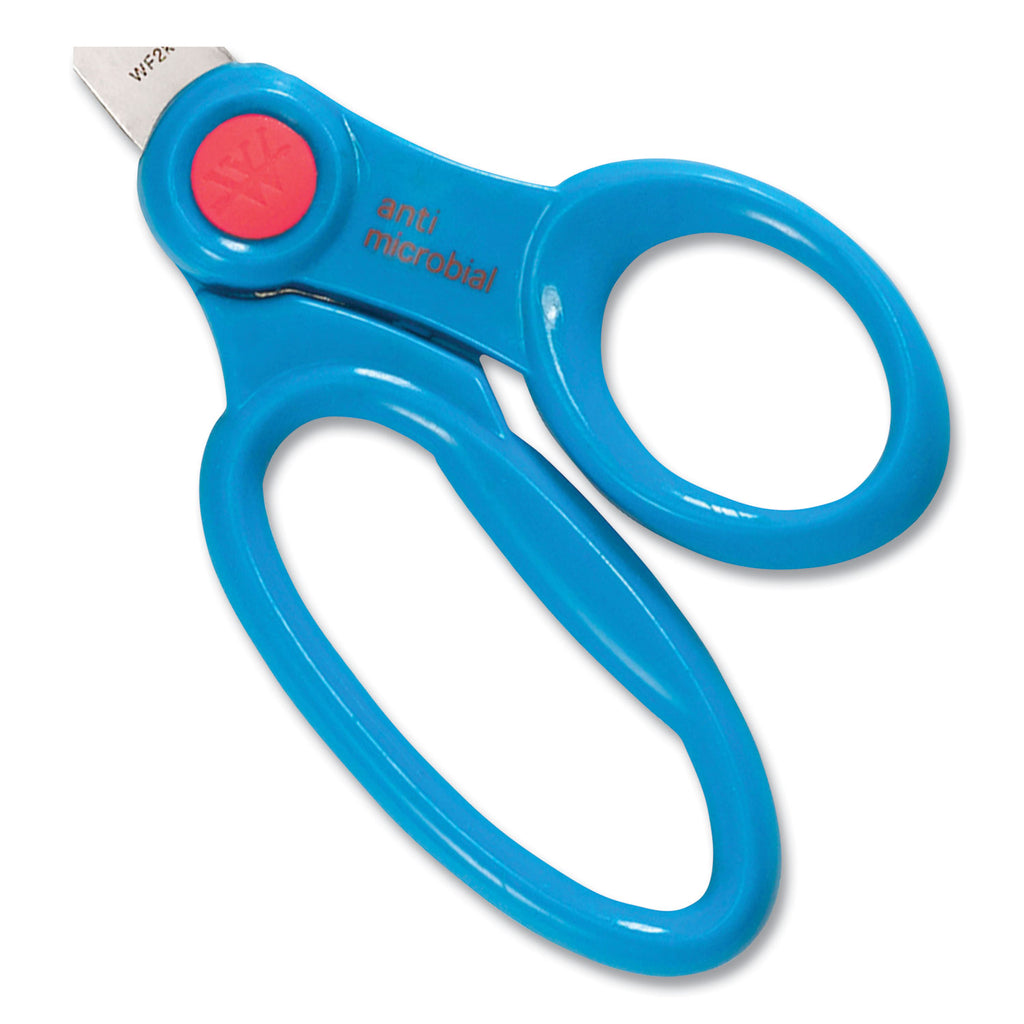 Kids' Scissors with Antimicrobial Protection, Pointed Tip, 5" Long, 2" Cut Length, Randomly Assorted Straight Handles