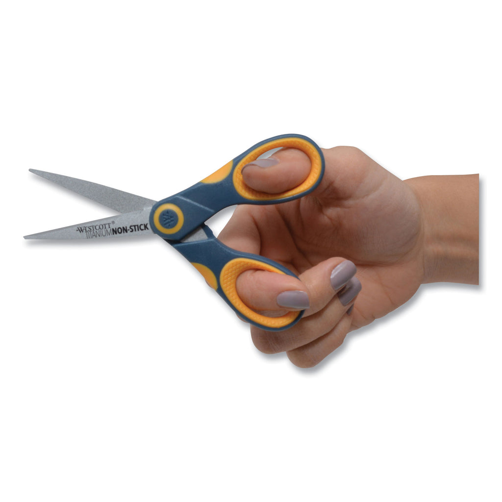 Titanium Bonded Scissors, 5" Long, Gray/Orange Straight Handle