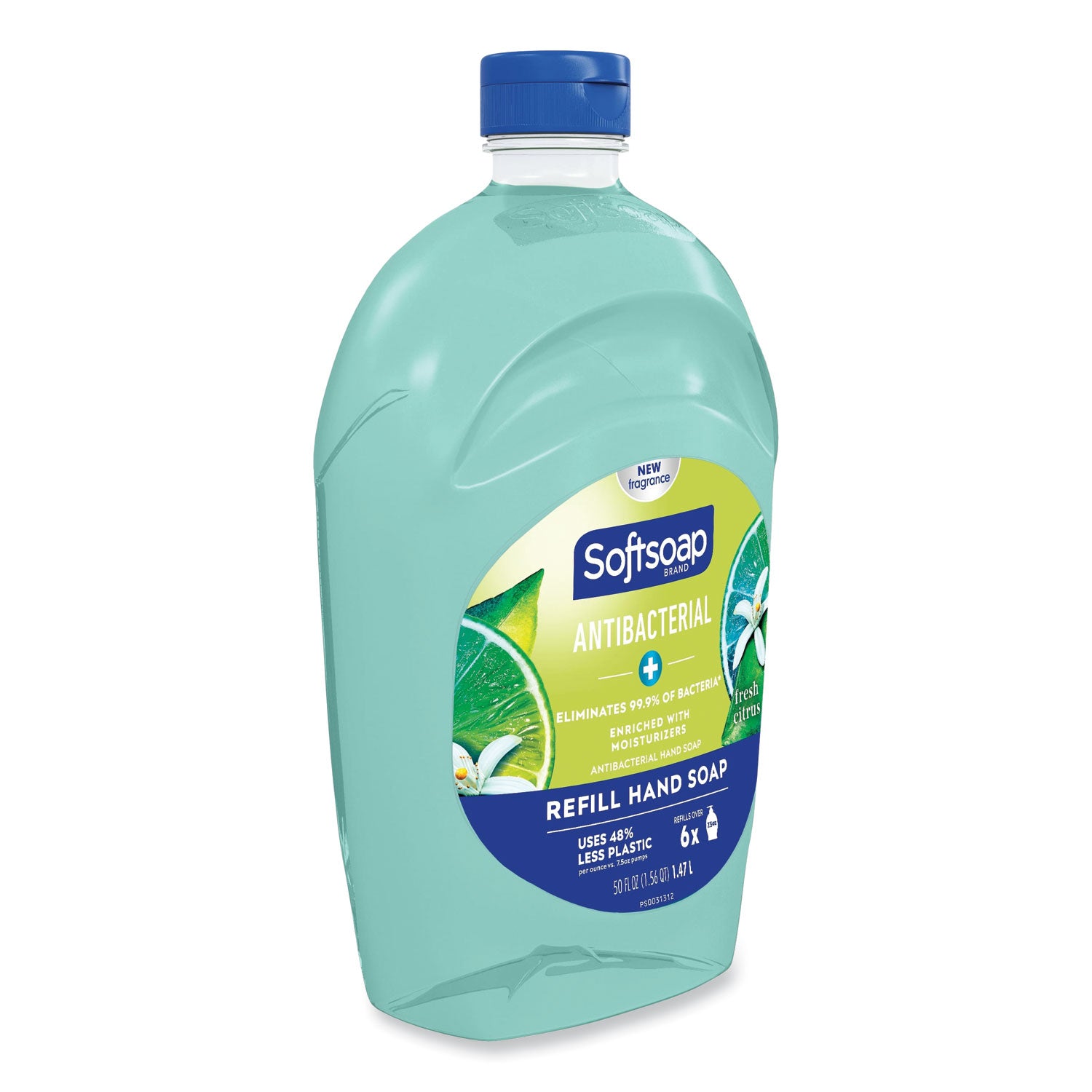 Antibacterial Liquid Hand Soap Refills, Fresh, 50 oz, Green, 6/Carton