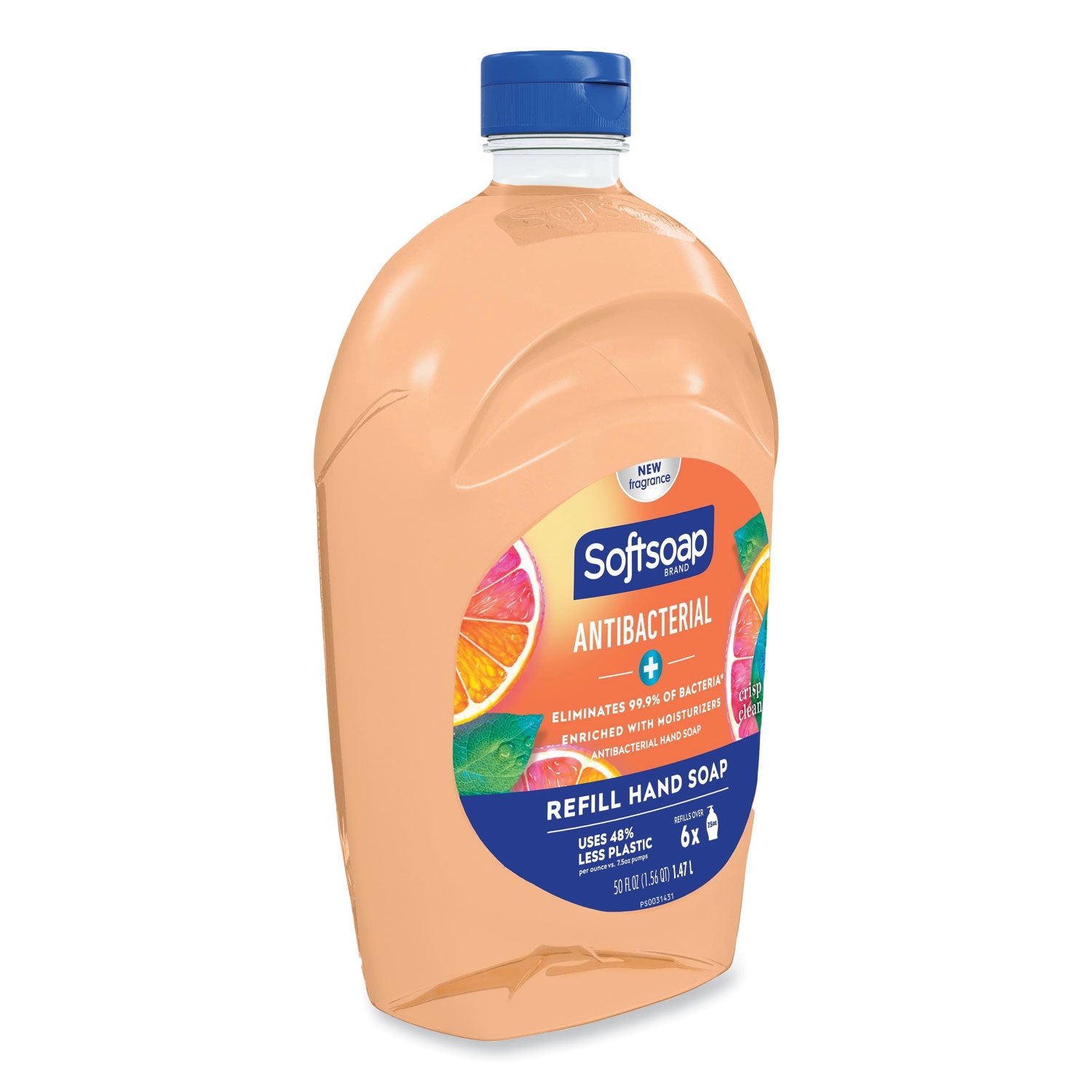 Antibacterial Liquid Hand Soap Refills, Fresh, 50 oz, Orange, 6/Carton