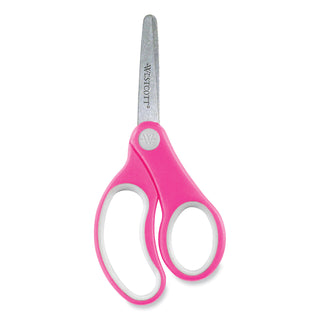 Soft Handle Kids Scissors, Rounded Tip, 5" Long, 1.75" Cut Length, Assorted Straight Handles, 12/Pack
