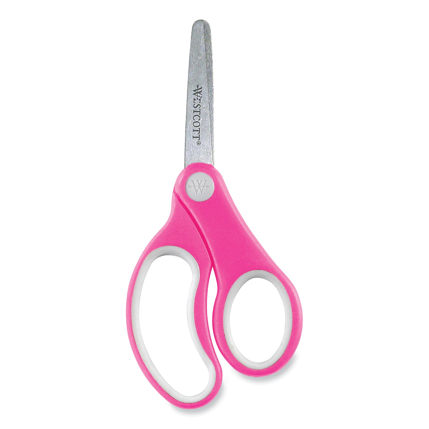 Soft Handle Kids Scissors, Rounded Tip, 5" Long, 1.75" Cut Length, Assorted Straight Handles, 12/Pack