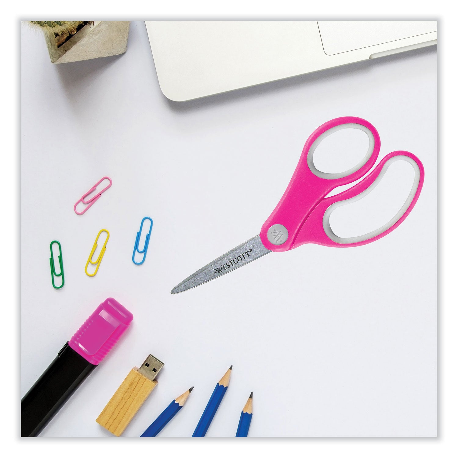 Soft Handle Kids Scissors, Pointed Tip, 5" Long, 1.75" Cut Length, Assorted Straight Handles, 12/Pack