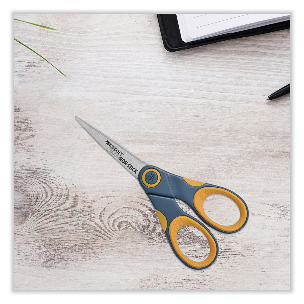 Titanium Bonded Scissors, 5" Long, Gray/Orange Straight Handle