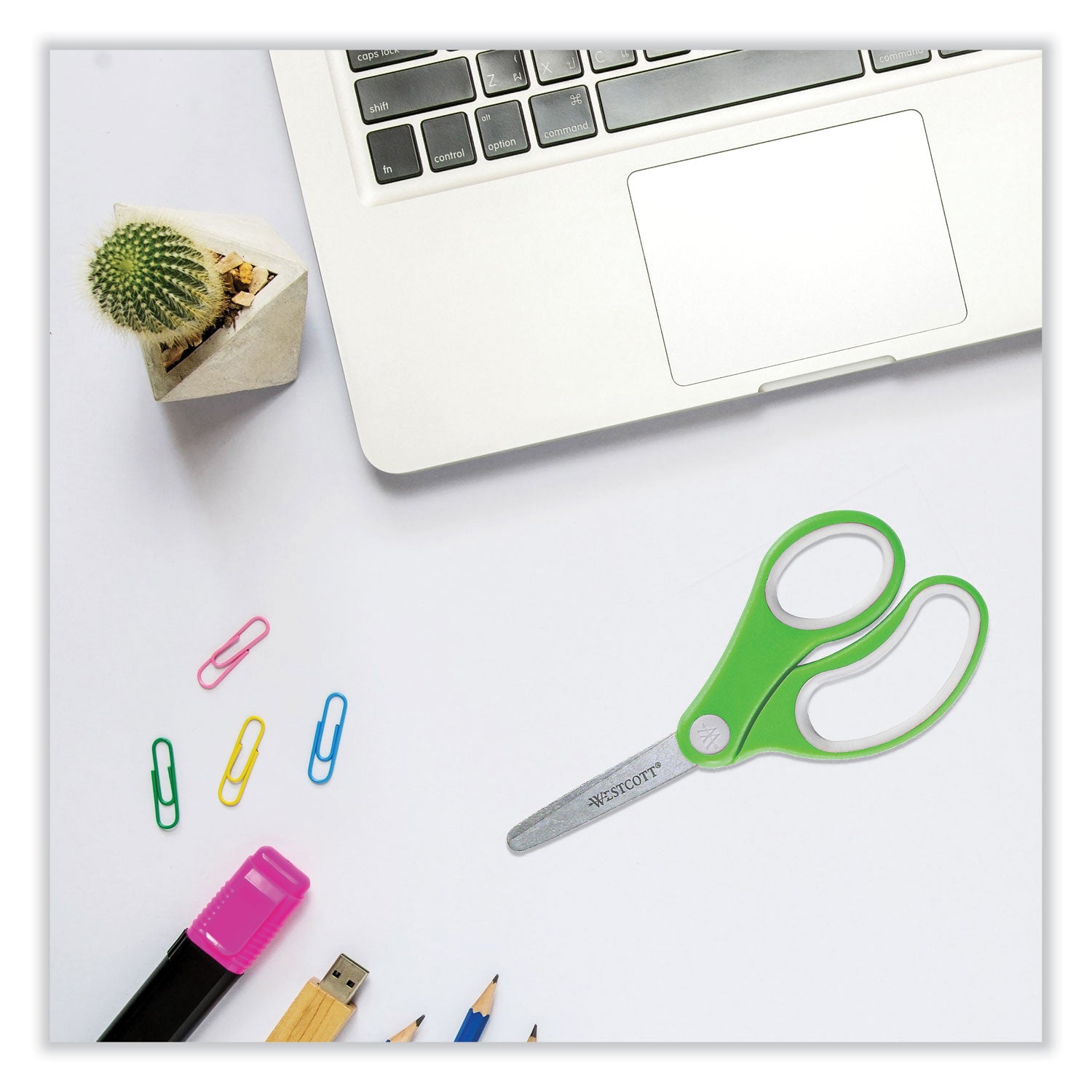 Soft Handle Kids Scissors, Rounded Tip, 5" Long, 1.75" Cut Length, Assorted Straight Handles, 12/Pack