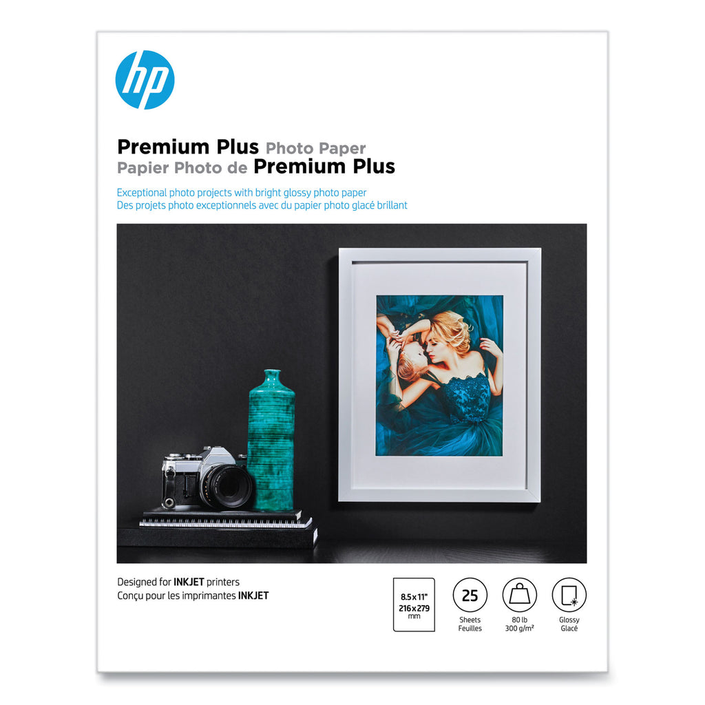 Premium Plus Photo Paper, 11.5 mil, 8.5 x 11, Glossy White, 25/Pack - 