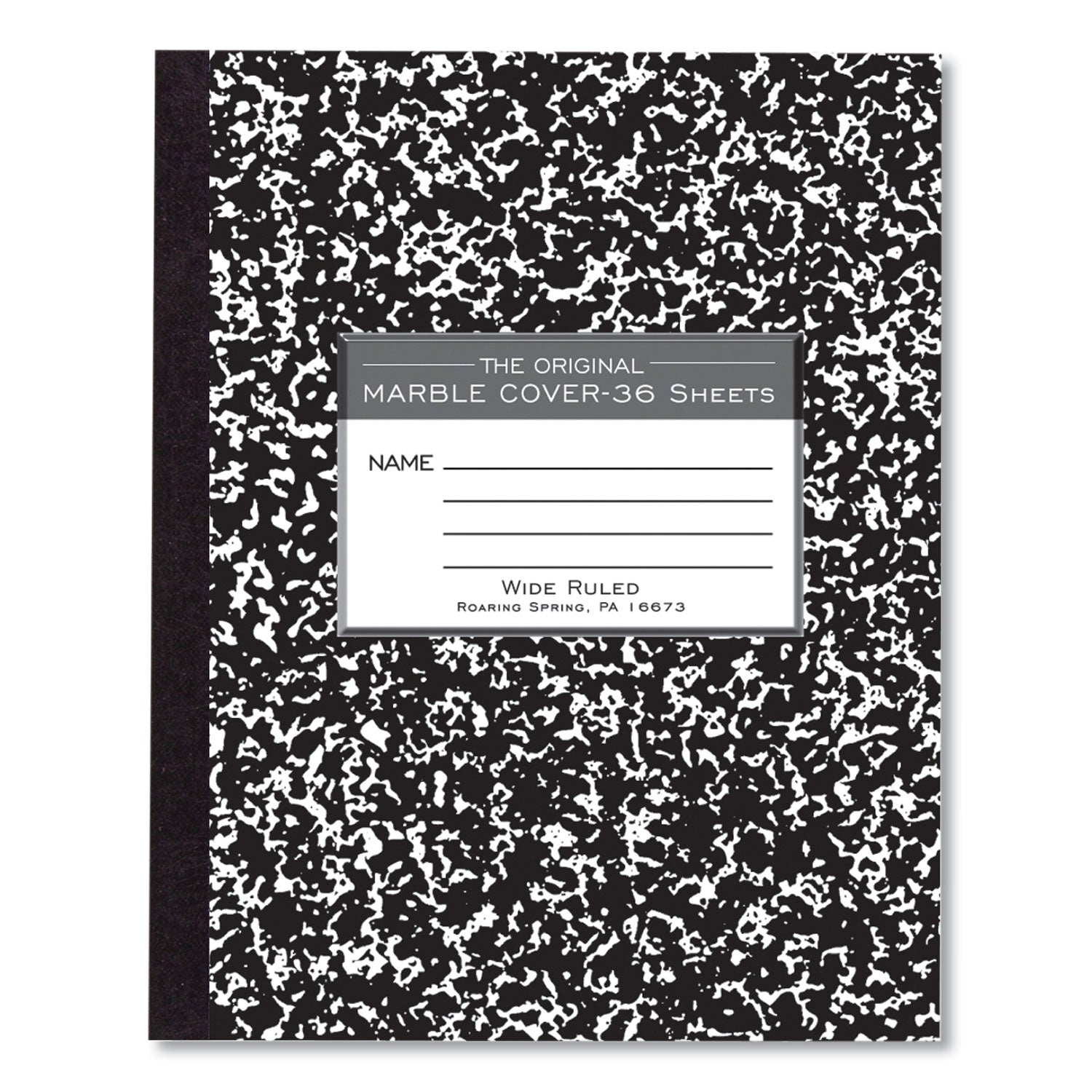 Marble Cover Composition Book, Wide/Legal Rule, Black Marble Cover, (36) 8.5 x 7 Sheets - 