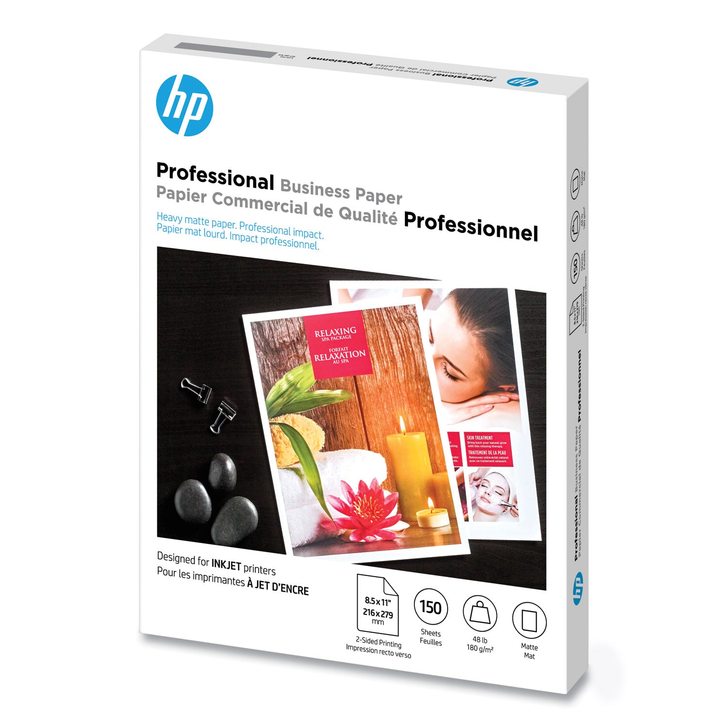 Inkjet Brochure Paper, 98 Bright, 48 lb Bond Weight, 8.5 x 11, White, 150/Pack